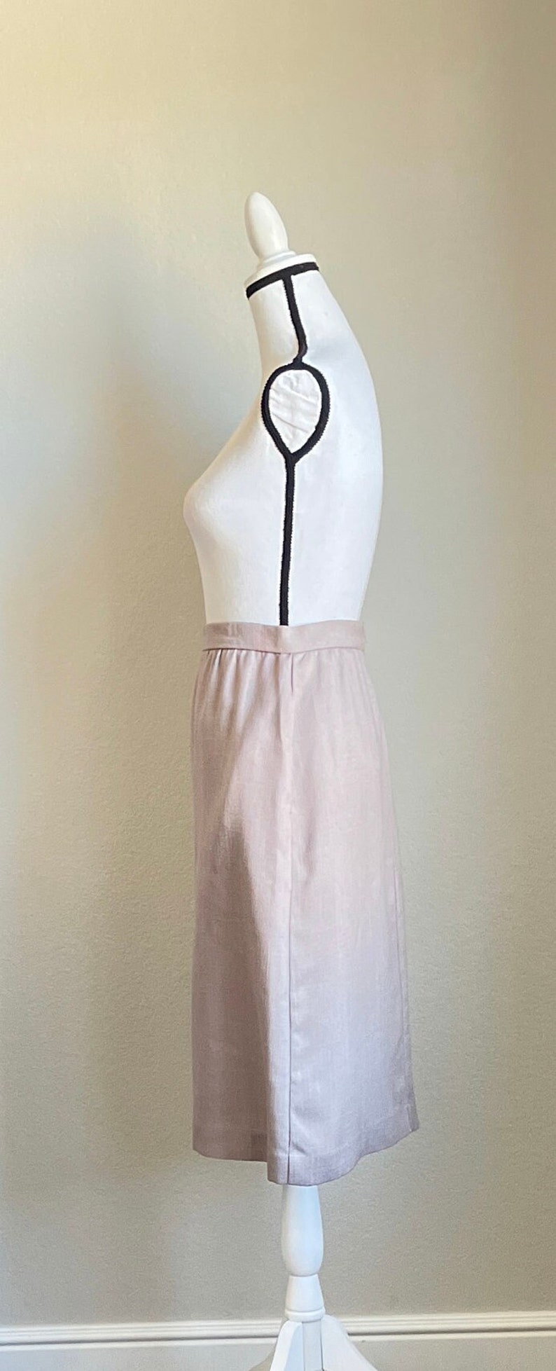 1980s A Line Khaki Skirt, Vintage Midi Skirt image 4