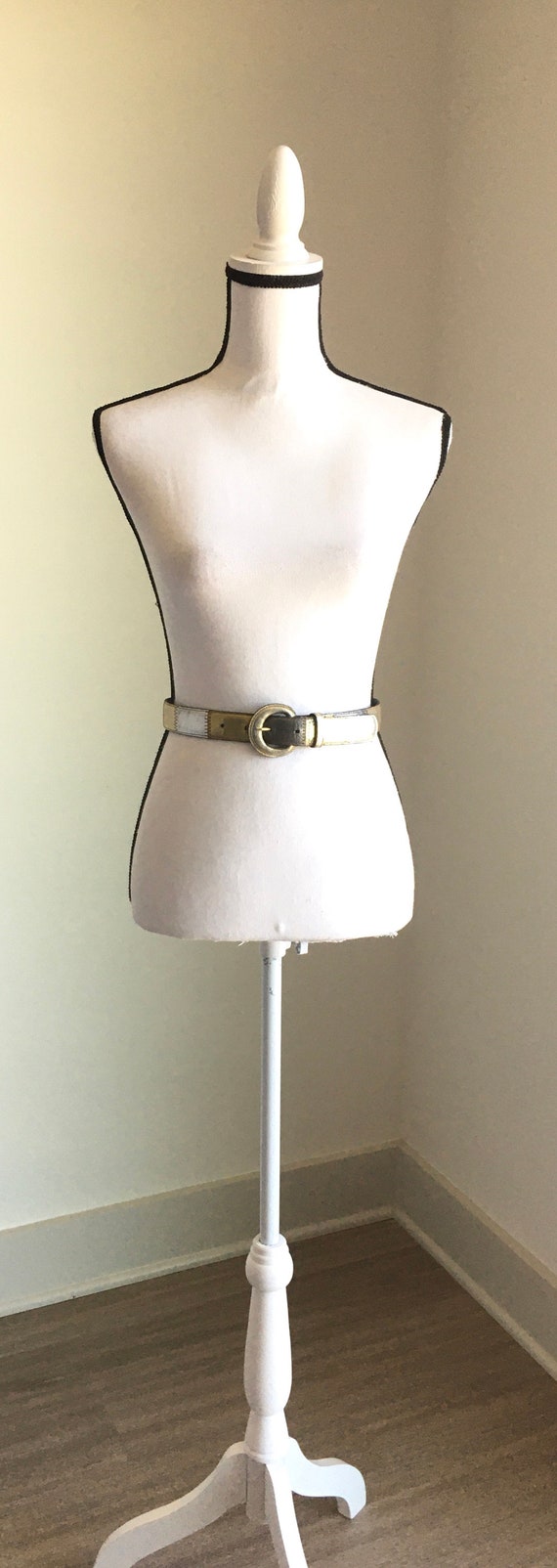 1990s Metallic Leather Belt, 1990s Patchwork Belt