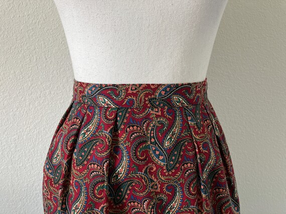 1980s Paisley Cotton Skirt, Vintage Autumn Midi S… - image 3