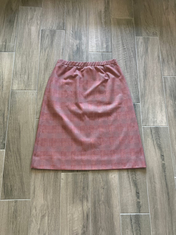 1970s Maroon Plaid Skirt, Vintage Pull On Skirt Gem