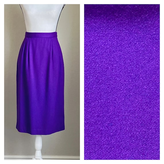 1980s Royal Purple Midi Skirt, Vintage Wool Suit … - image 1