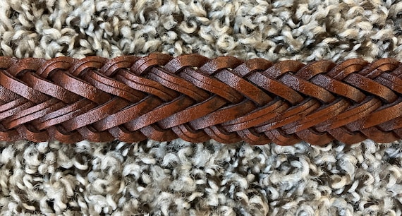 1990s Dark Chestnut Braided Belt, Vintage Woven L… - image 6
