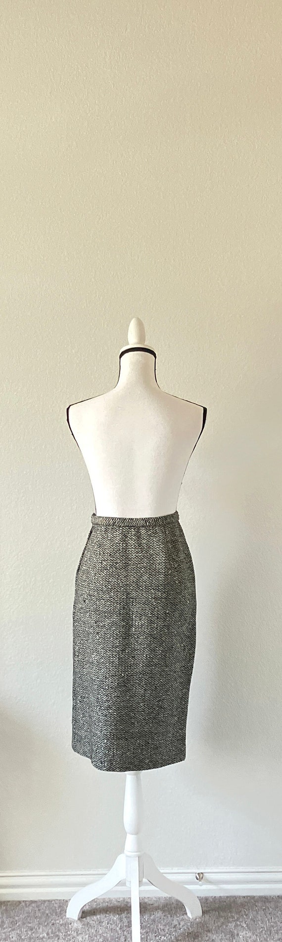 1960s Black and White Tweed Skirt Suit with Red Lining main image 0