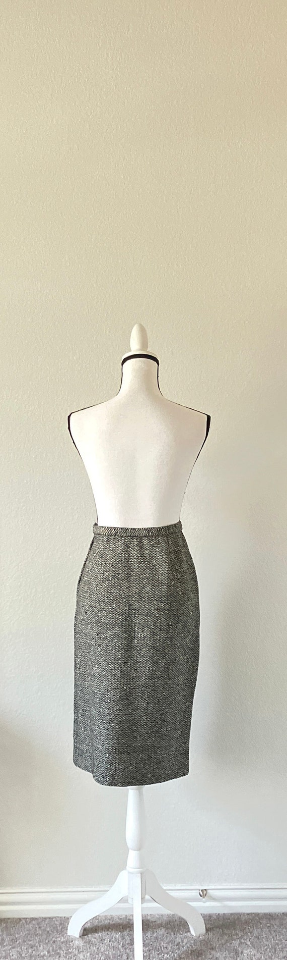 1960s Black and White Tweed Skirt, Vintage Wool P… - image 6