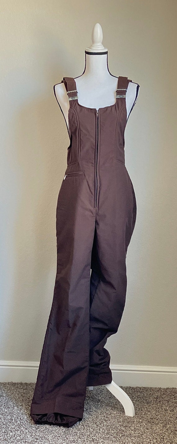 1980s Ski Bib Overalls, Vintage Chocolate Brown S… - image 2