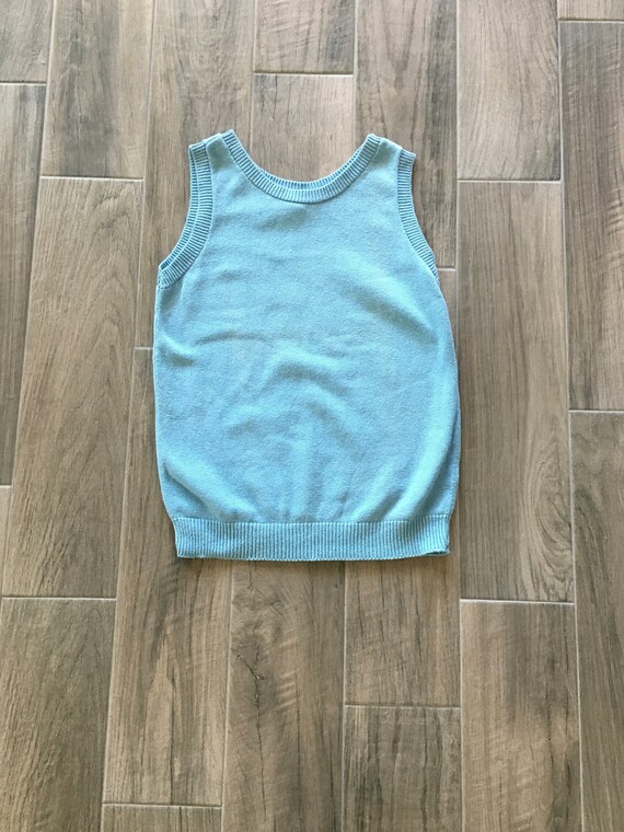 1960s Blue Sweater Vest, Vintage Sleeveless Layering … Gem