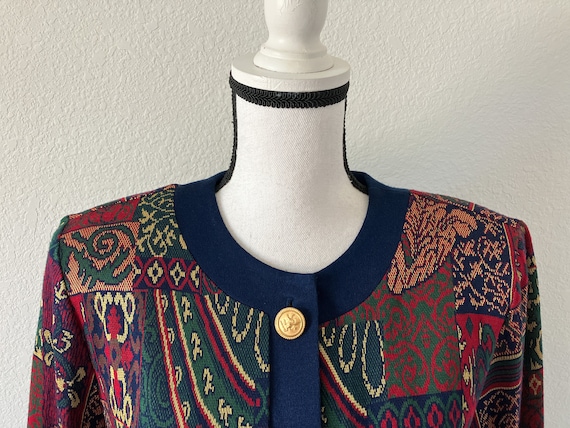 1980s Baroque Sweater Blazer, Vintage Cardigan Ja… - image 3