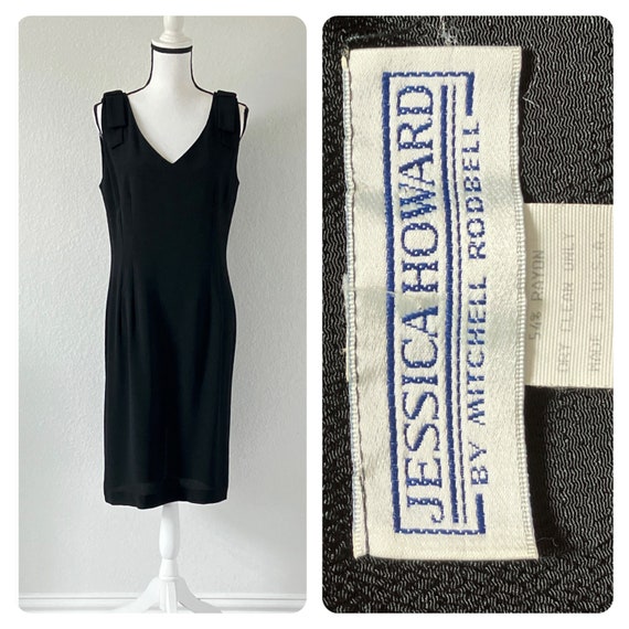 1980s Black Evening Dress, 1990s Sleeveless Cockt… - image 1