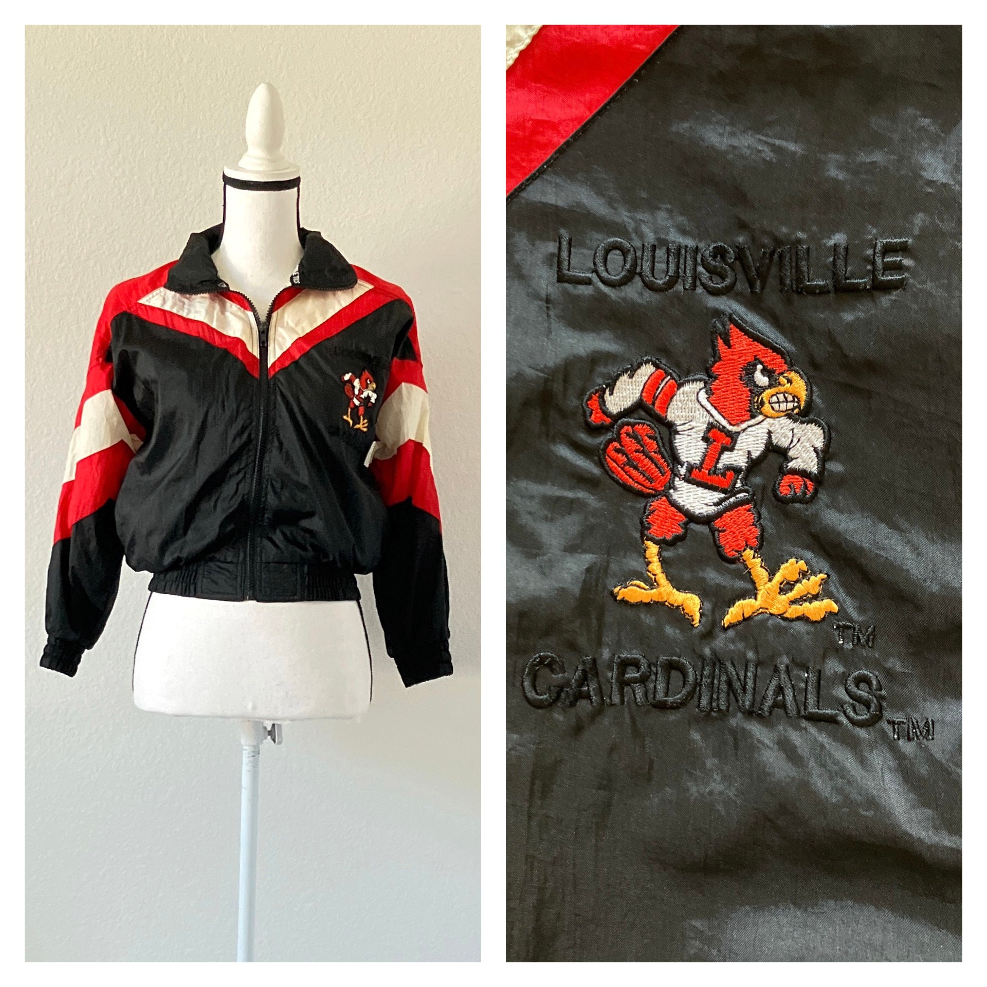 Vintage Logo Athletic Louisville Cardinals Embroidered Short Sleeve Shirt  Size M