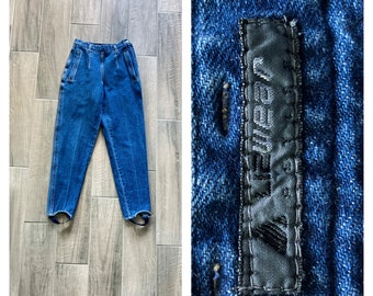 1990s Denim Stirrup Pants, Vintage Tapered Jeans