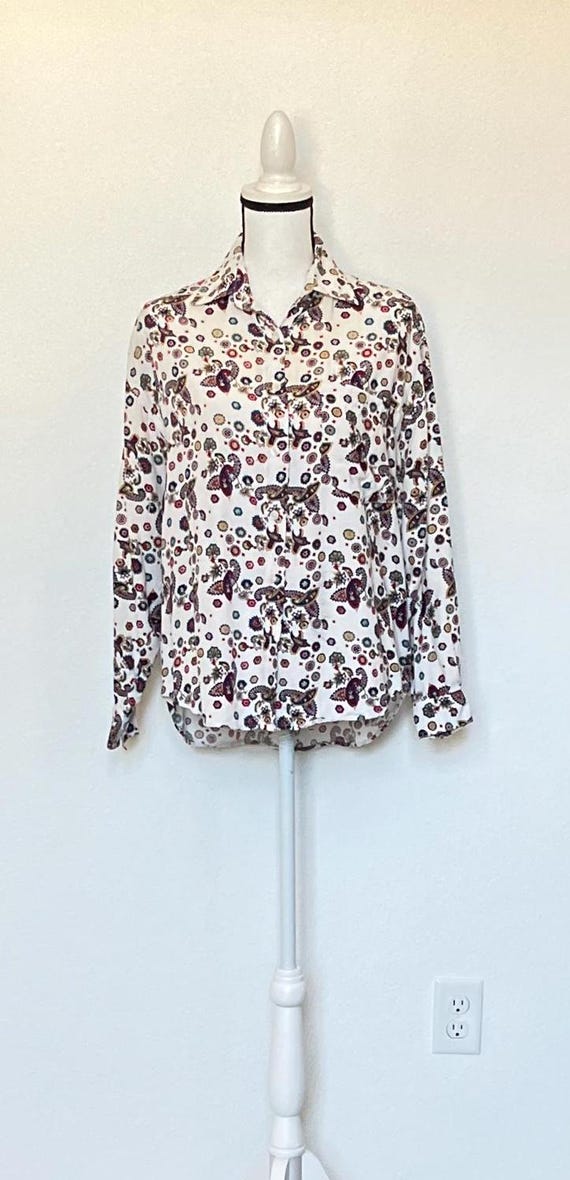 1990s Multicolor Mixed Pattern Blouse - image 2
