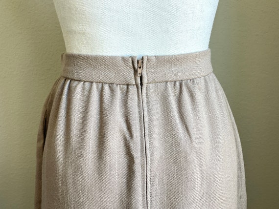 1980s A Line Khaki Skirt, Vintage Midi Skirt - image 7