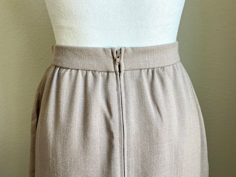 1980s A Line Khaki Skirt, Vintage Midi Skirt image 7