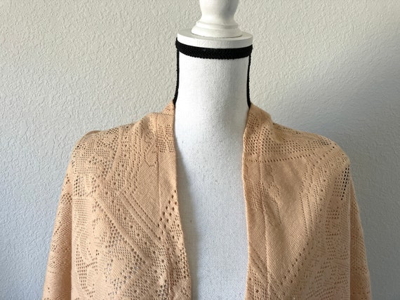 1970s Lightweight Fringed Shoulder Wrap, Vintage … - image 3