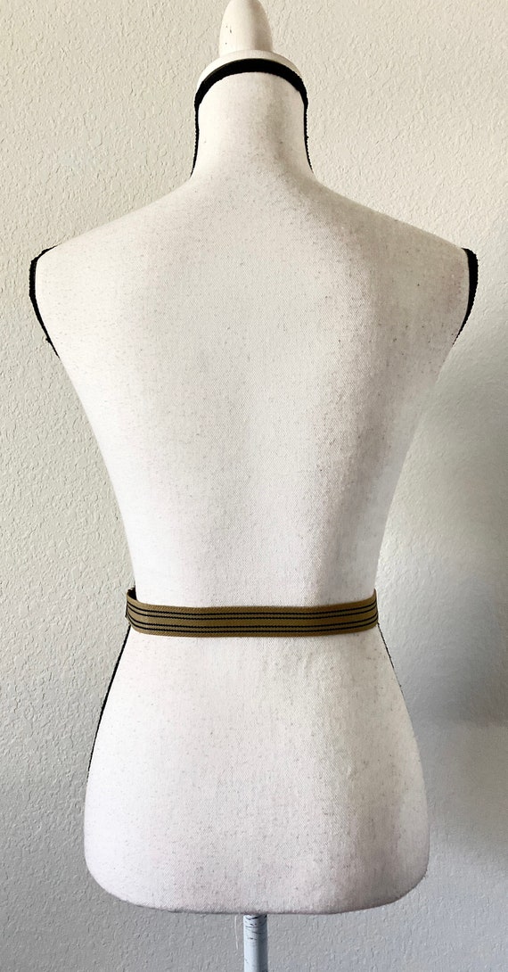 1980s Fabric and Leather Belt, Vintage Striped St… - image 3