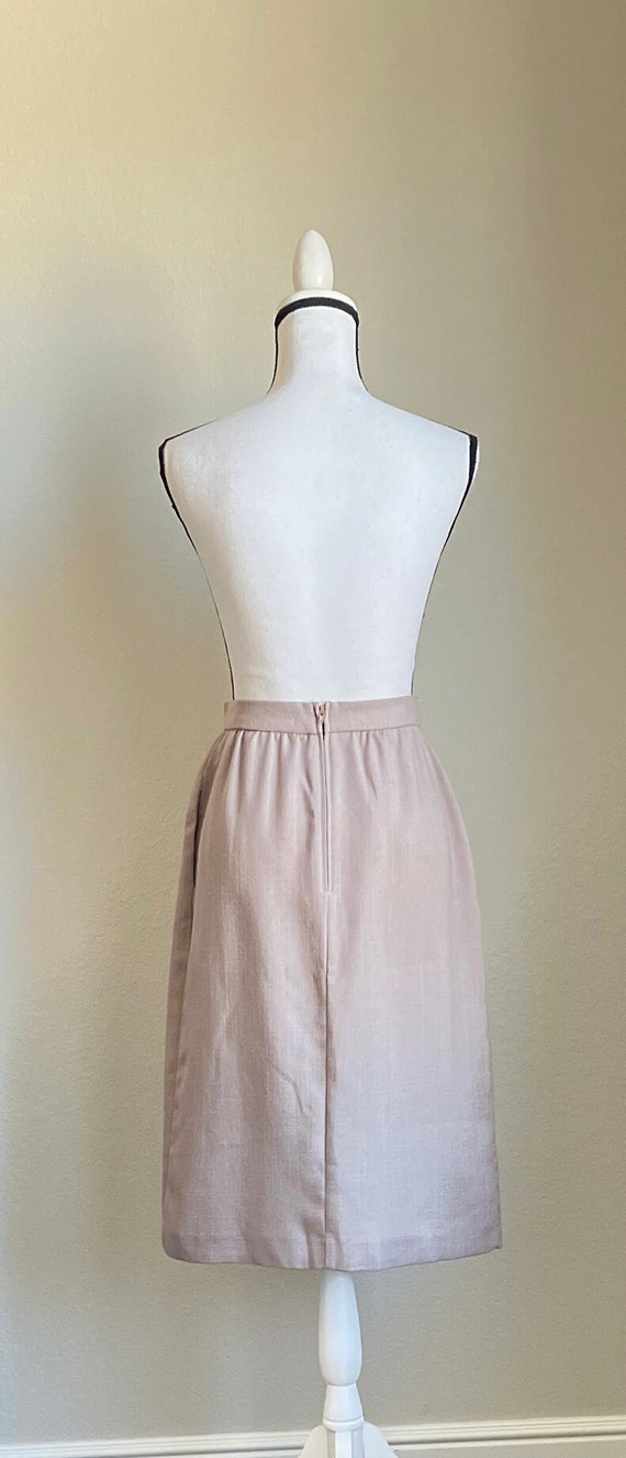 1980s A Line Khaki Skirt, Vintage Midi Skirt - image 6