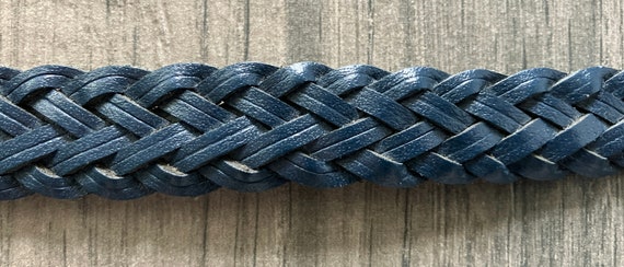 1980s Navy Braided Belt, Vintage Dark Blue Woven … - image 6