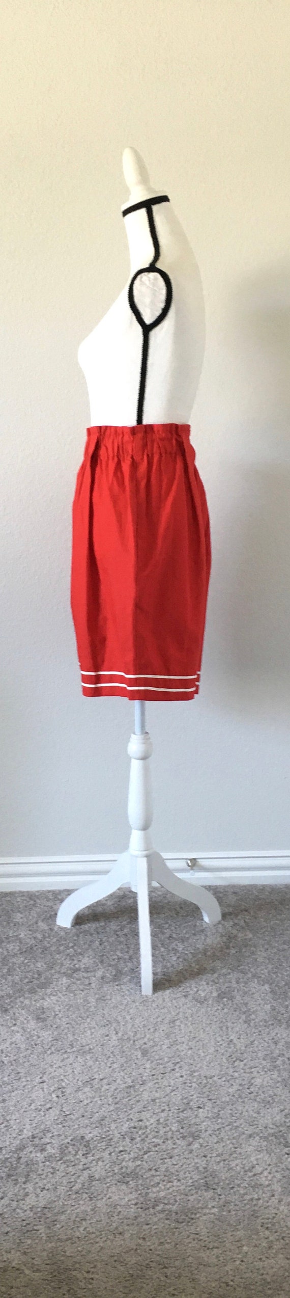 1980s Red Sailor Shorts, Vintage High Waisted Cot… - image 4