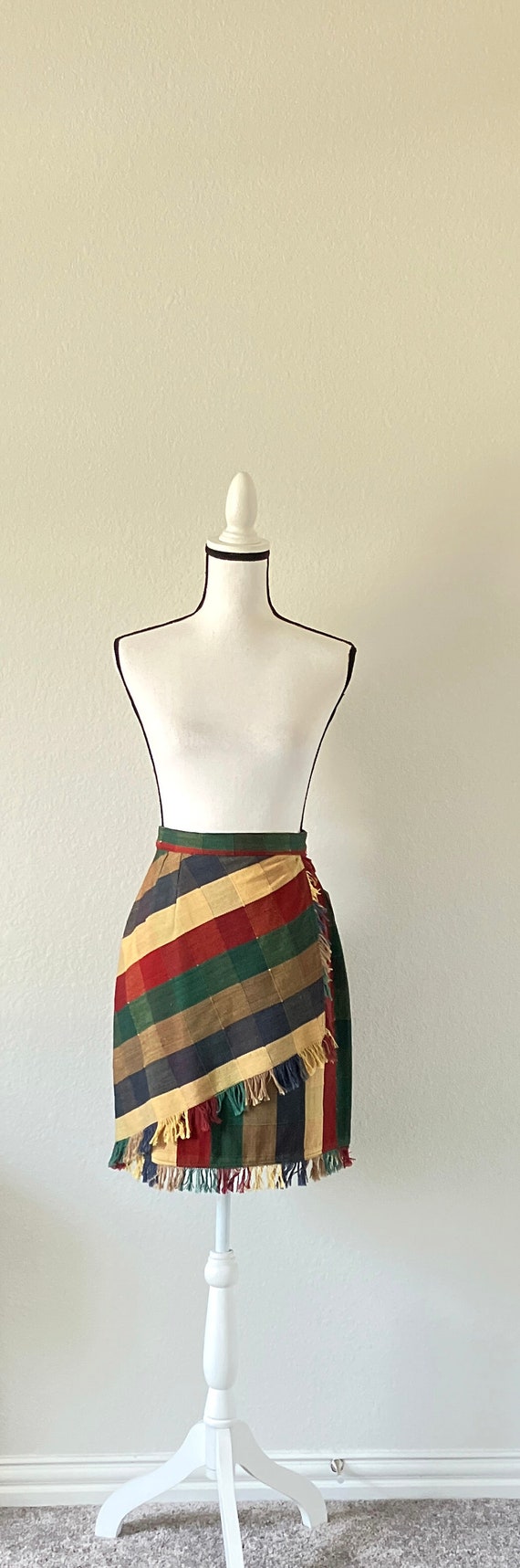 Deadstock Vintage Skirt, 1990s Striped Faux Wrap … - image 2