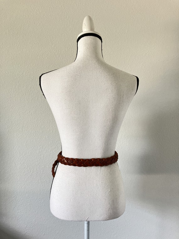 1980s Braided Leather Belt, Vintage Woven Belt - image 3