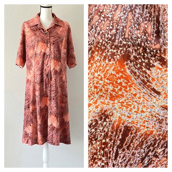 1970s Hand Made Shirt Dress, Vintage Hand Sewn Ea… - image 1