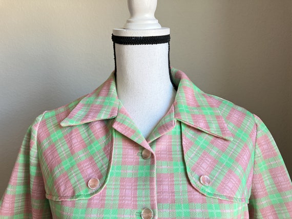 1950s Hand Made Plaid Top, 1960s Pastel Tunic Blo… - image 3
