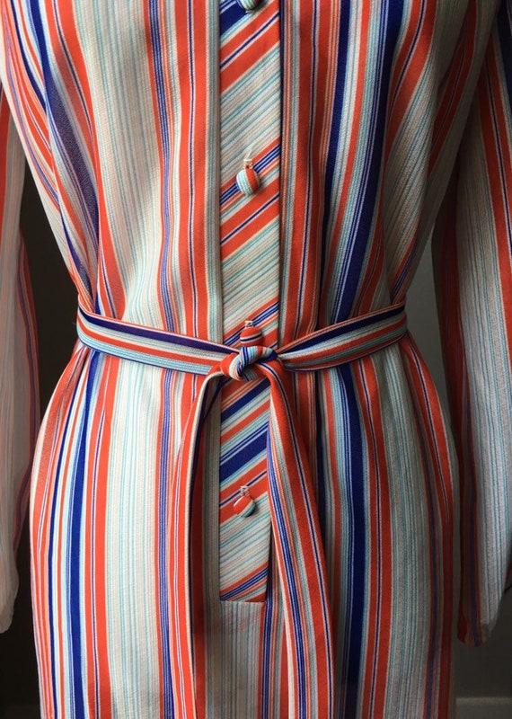 1960s Striped Belted Dress, 1970s Dress with Stri… - image 8