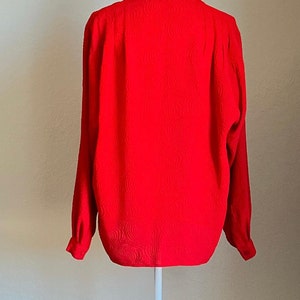 1970s Red Textured Polyester Blouse, Vintage Blouse with Swirl Pattern image 6