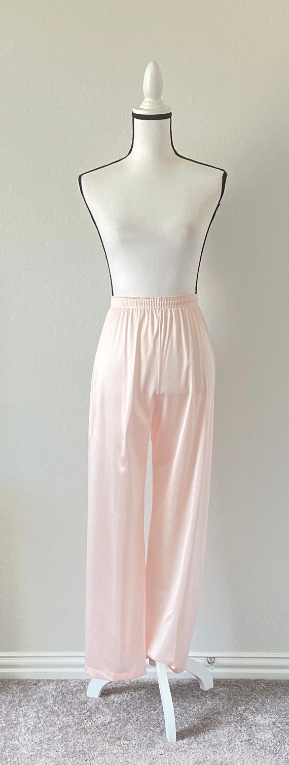 1970s Pink Nylon Pajama Pants, Vintage Satin PJ P… - image 2