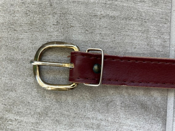1980s Faux Leather Belt, Vintage Dark Cognac Vega… - image 5
