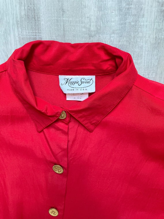 1990s Boxy Rayon Button Down Blouse - image 8