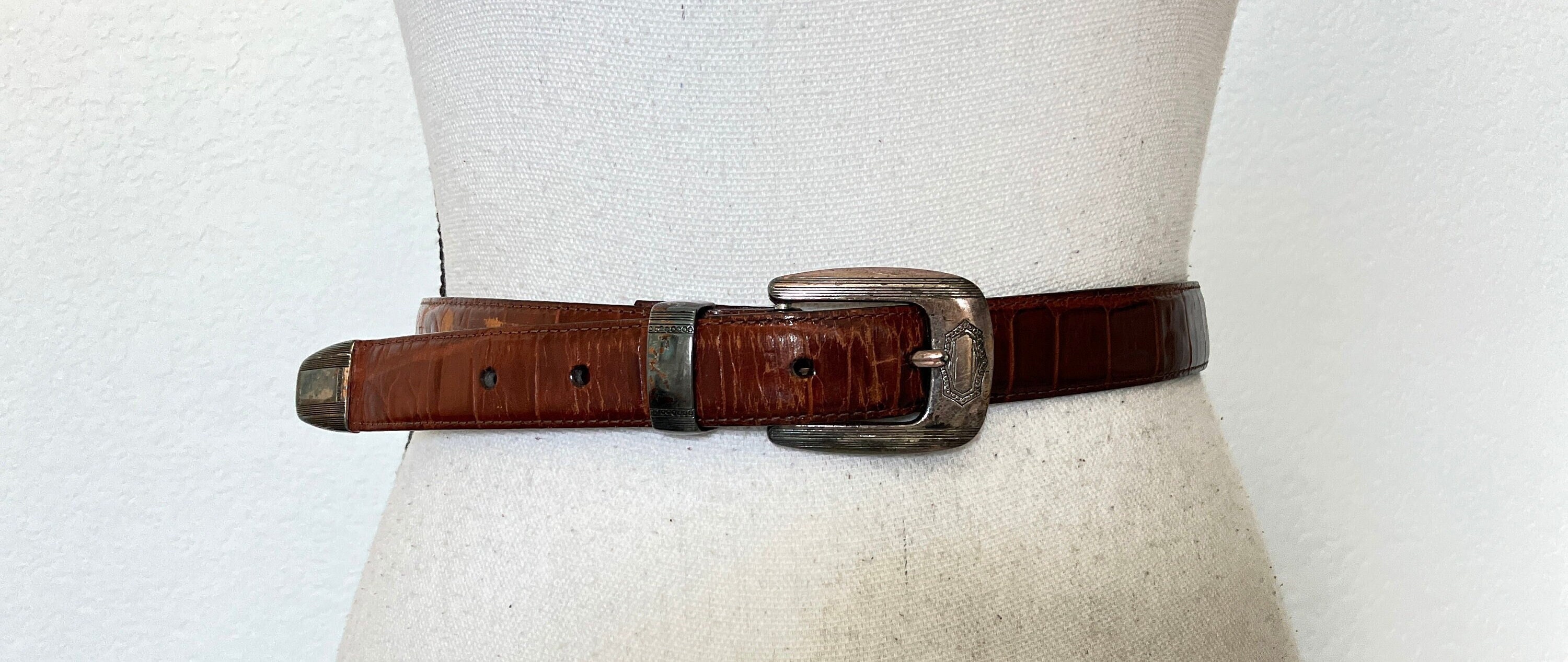 1990s Chestnut Croc Embossed Belt - Etsy