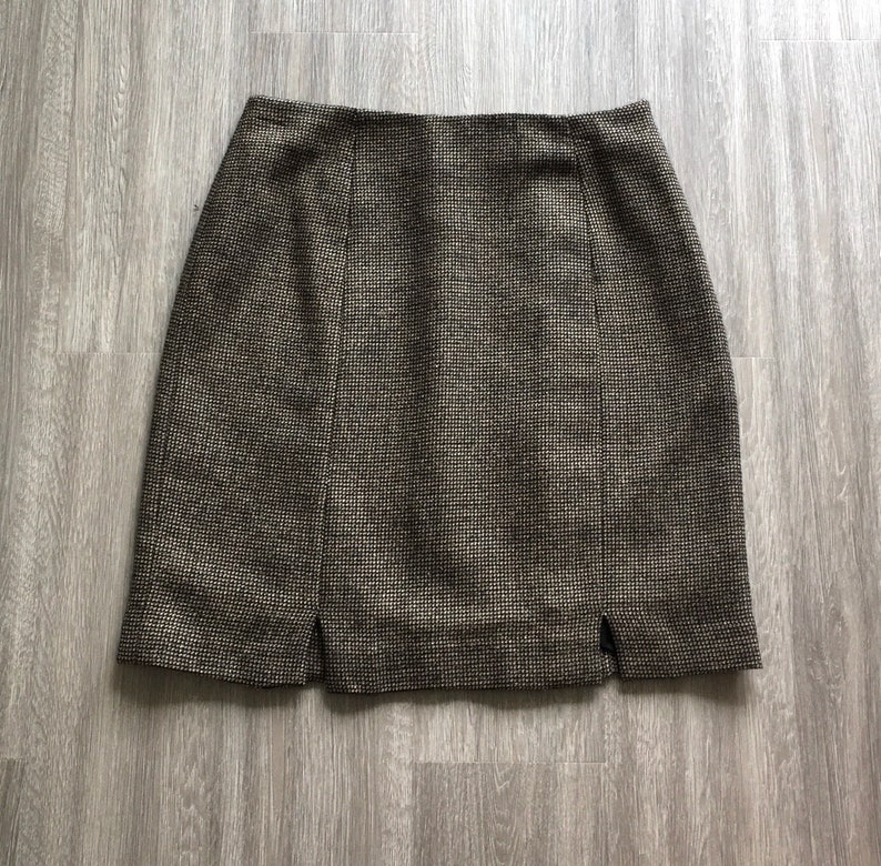 Vintage Bentley Arbuckle,1980s Brown Tweed Skirt,Vintage Brown Wool Skirt,1980s Wool Blend Skirt,Vintage Knee Length Skirt