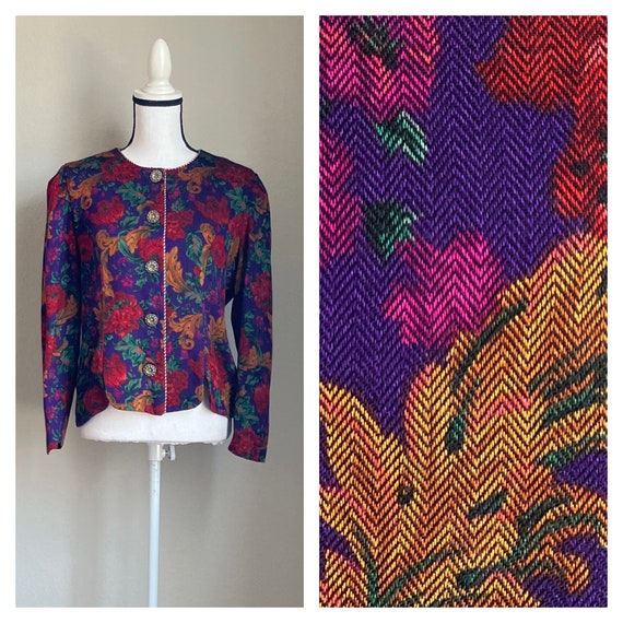 Vintage floral stripes blazer