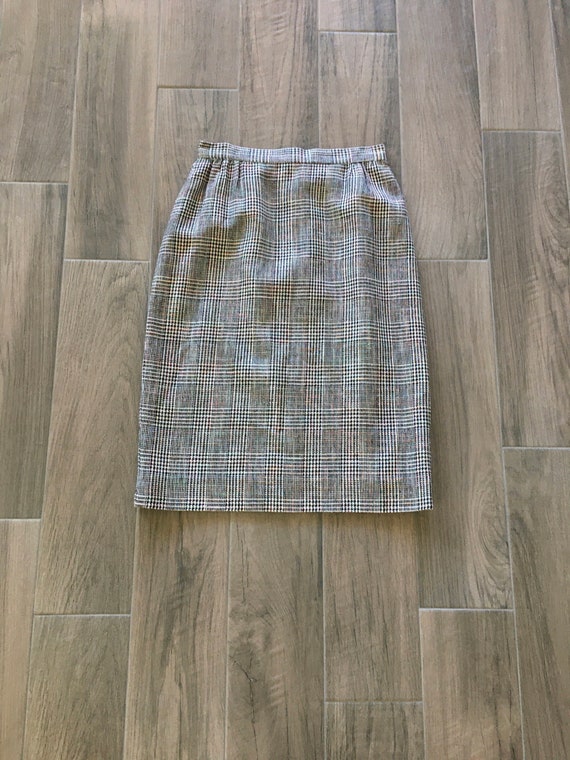 1980s Plaid Silk Blend Skirt, Vintage Multicolore… - image 8