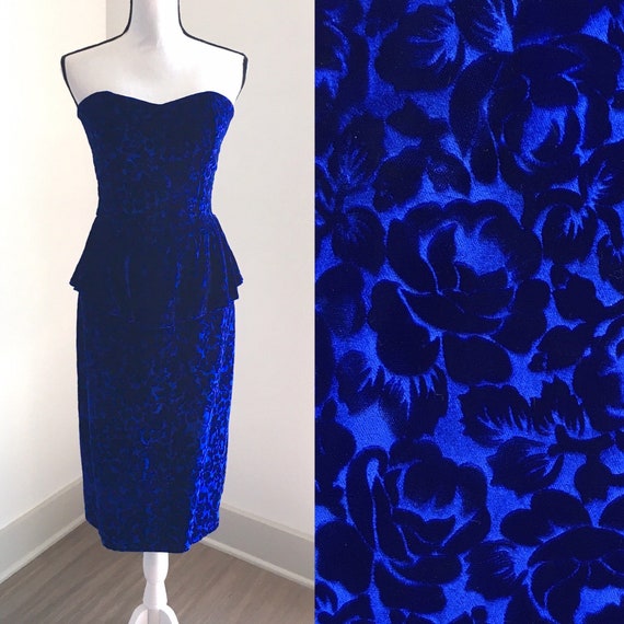 Vintage Beje Ltd,1980s Strapless Dress,1980s Velve