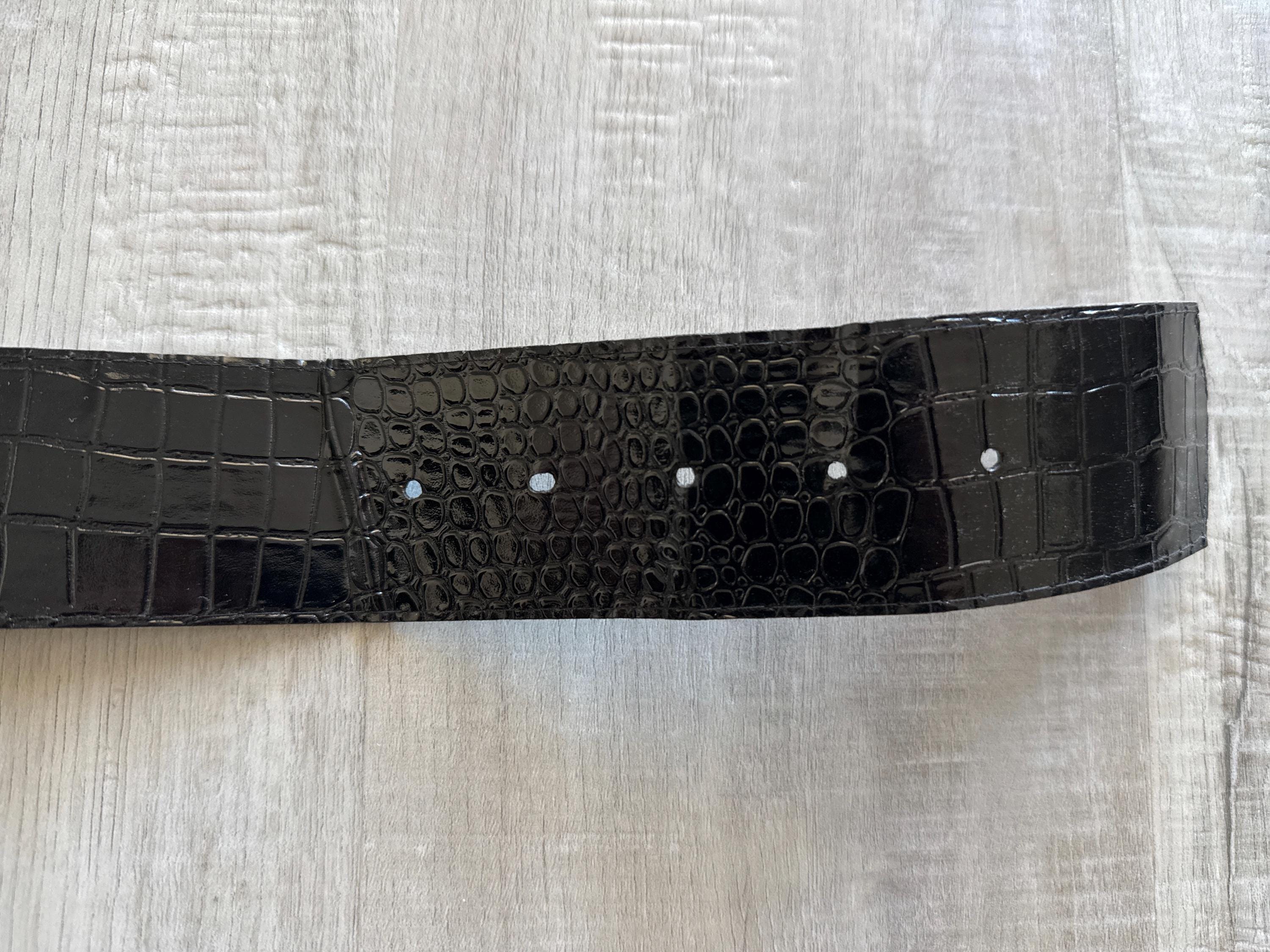 Vintage Black Patent Croc Embossed Patent Leather Belt Wide Statement Buckle 80s 1980s Patent Leather Croc Embossed Belt - Etsy main image 3