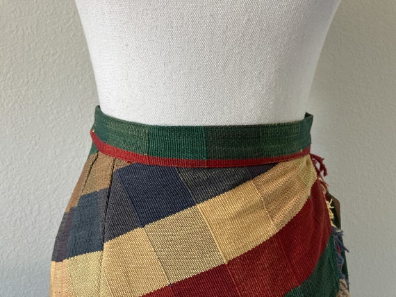 Deadstock Vintage Skirt, 1990s Striped Faux Wrap … - image 3