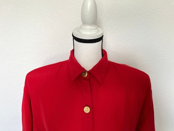 1990s Boxy Rayon Button Down Blouse - image 3