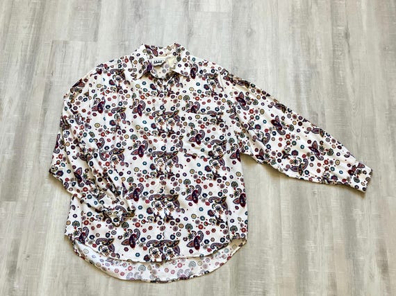 1990s Multicolor Mixed Pattern Blouse - image 6