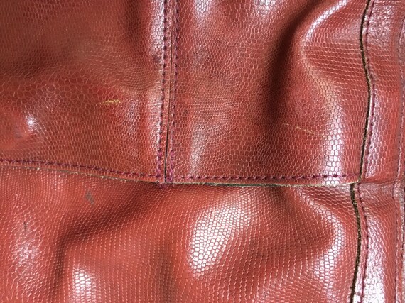 Vintage Red Leather Satchel, Vintage Crocodile Le… - image 8