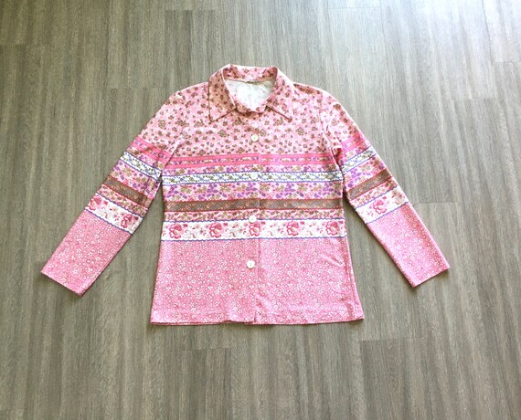 1970s Funky Shirt with Pointy Collar, Vintage Pol… - image 8