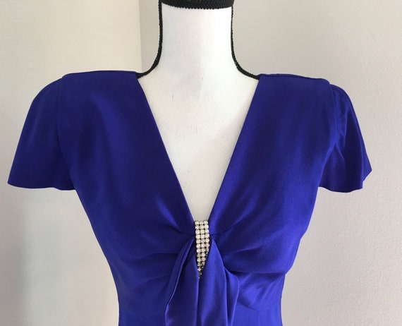 1980s Purple Short Sleeve Dress, Vintage Formal D… - image 4