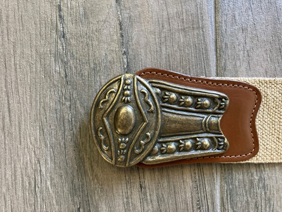 1980s Stretch Belt with Unique Buckle, Vintage Kh… - image 5