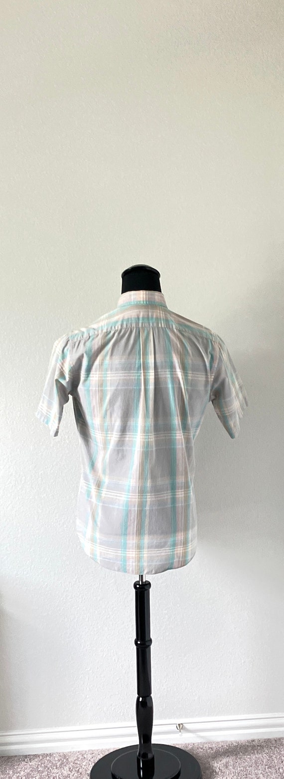 1990s Plaid Button Down, Vintage Cotton Short Sle… - image 6