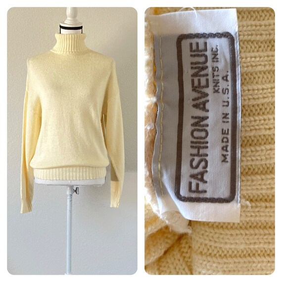 1980s Yellow Ribbed Turtleneck Vintage Fashion Avenue Knits Etsy