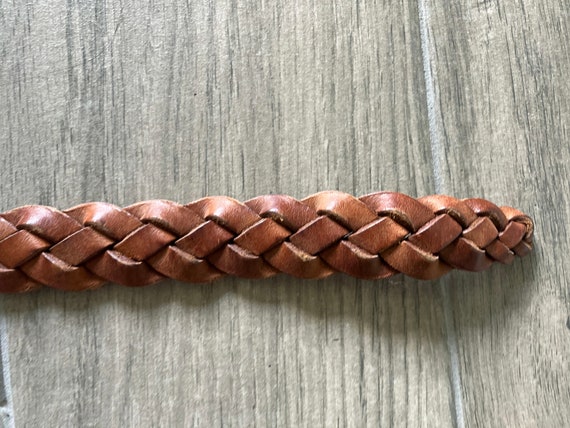 1980s Braided Leather Belt, Vintage Woven Belt - image 8