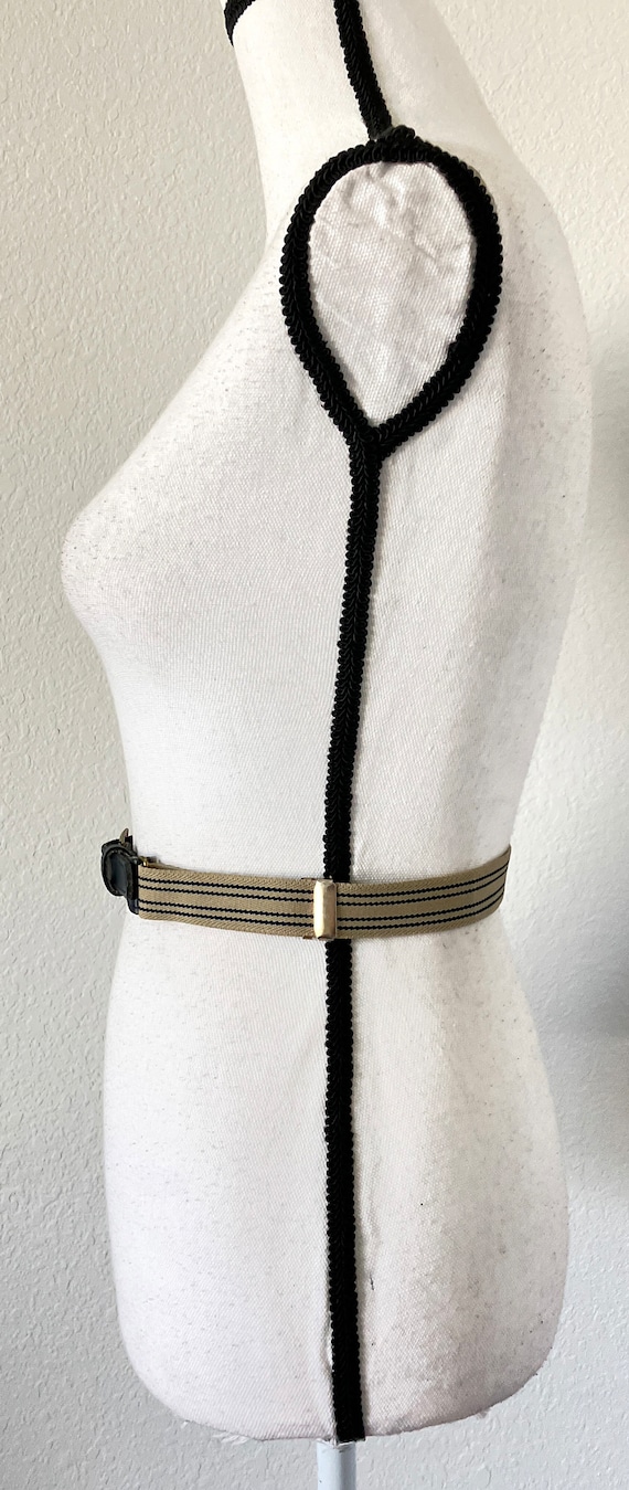 1980s Fabric and Leather Belt, Vintage Striped St… - image 2