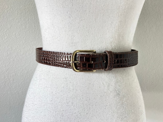 1980s Gator Embossed Belt, Vintage Faux Leather B… - image 1