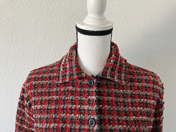 1990s Plaid Shacket, Vintage Chenille Shirt Jacket - image 3